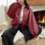Bomber da donna con colletto classico e zip integrale