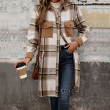 Giacca camicia lunga da donna a quadri