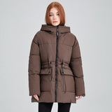 Parka termico da donna con cappuccio e coulisse in vita