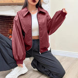 Bomber da donna con colletto classico e zip integrale