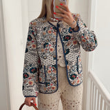 Giacca camicia trapuntata da donna con scollo rotondo