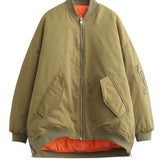 Bomber oversize da donna con tasche e zip laterali