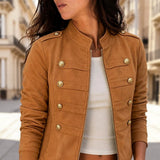 Giacca da donna stile militare con bottoni dorati