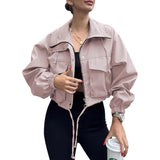 Giacca corta da donna con coulisse e polsini elasticizzati
