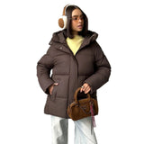 Piumino oversize da donna con cappuccio e tasche