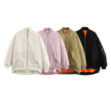 Bomber oversize da donna con tasche e zip laterali
