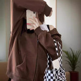 Felpa oversize da donna con cappuccio e zip
