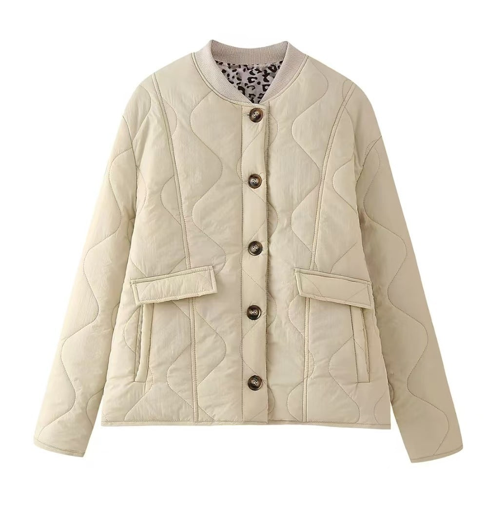Giacca cardigan trapuntata con scollo rotondo e bottoni