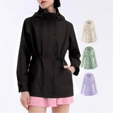 Giacca casual idrorepellente da donna con cappuccio regolabile