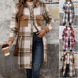 Giacca camicia lunga da donna a quadri