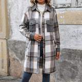 Giacca camicia lunga da donna a quadri