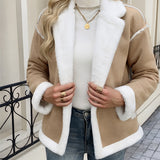Giacca teddy da donna con revers e tasche