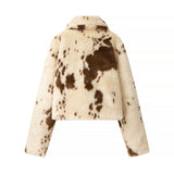 Giacca corta teddy da donna a pois
