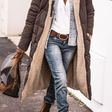 Cappotto lungo trapuntato da donna con cappuccio
