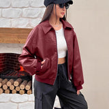 Bomber da donna con colletto classico e zip integrale