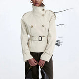Giacca trench da donna doppiopetto con cintura