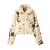 Giacca corta teddy da donna a pois