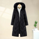 Parka lungo da donna con cappuccio removibile e coulisse