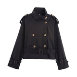 Giacca trench da donna doppiopetto con cintura