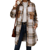 Giacca camicia lunga da donna a quadri