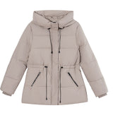 Parka imbottito da donna con cappuccio e vita regolabile