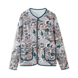 Giacca camicia trapuntata da donna con scollo rotondo