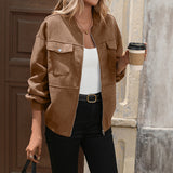 Bomber oversize da donna con tasche sul petto