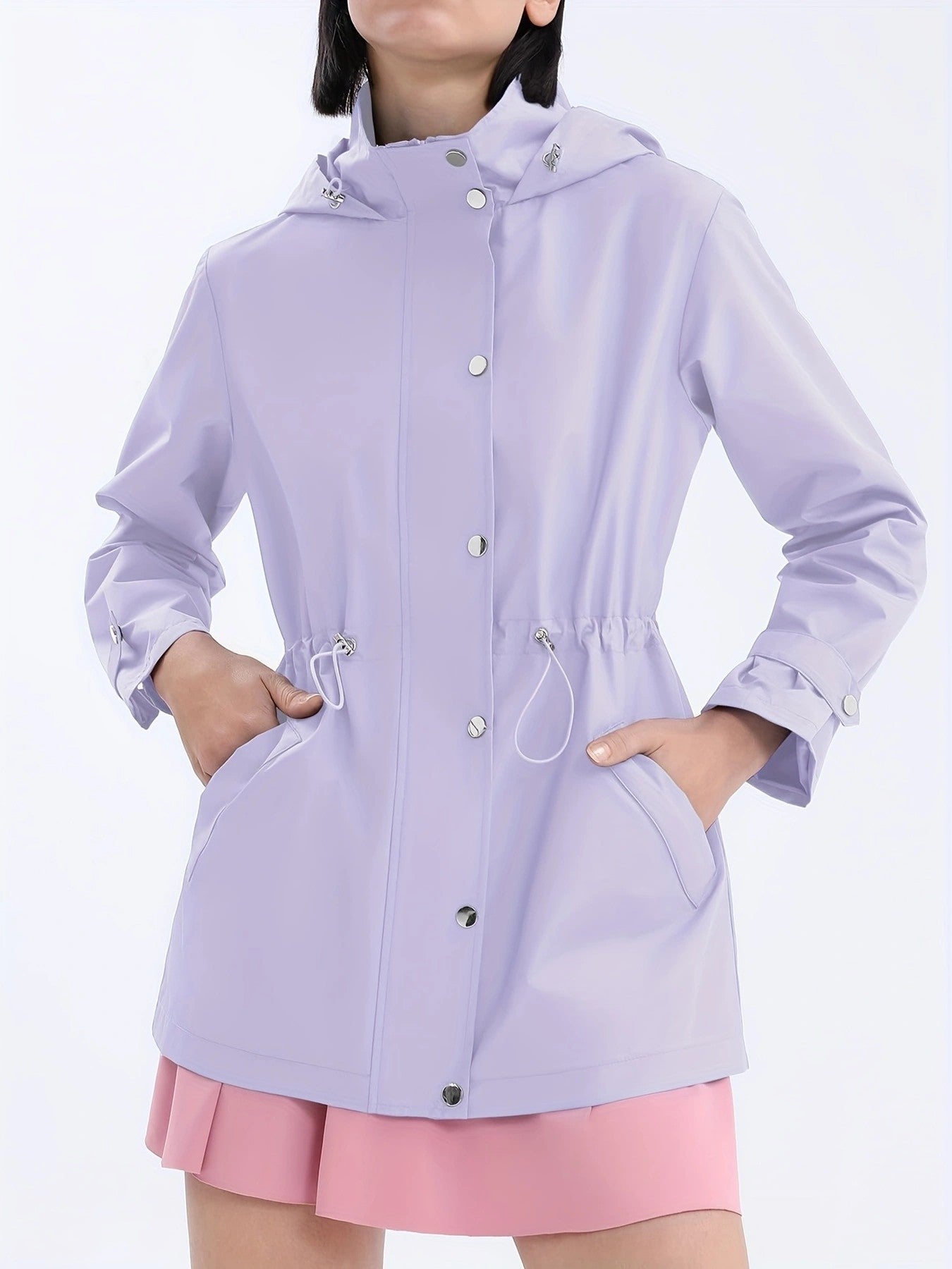 Giacca casual idrorepellente da donna con cappuccio regolabile