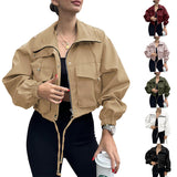 Giacca corta da donna con coulisse e polsini elasticizzati