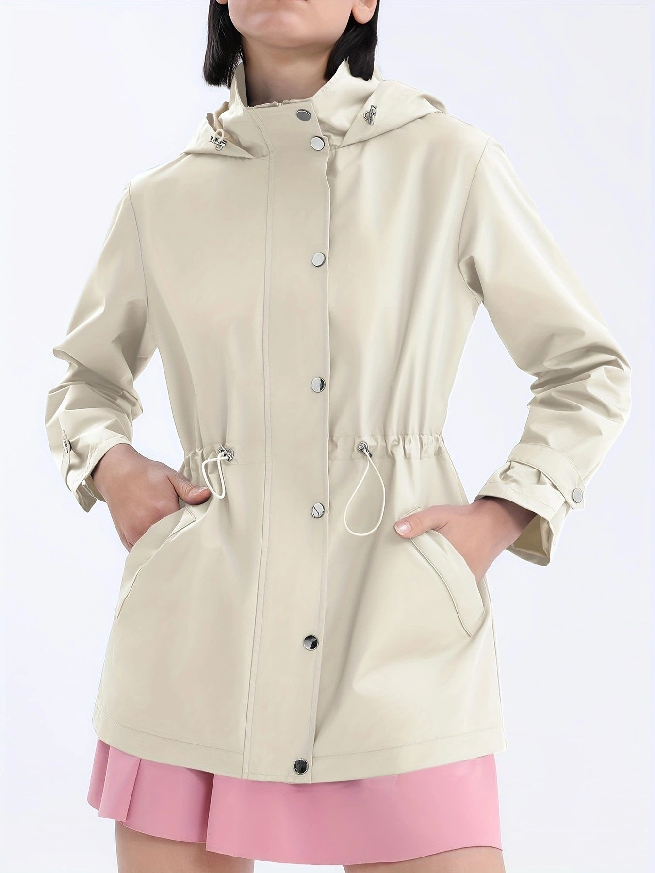 Giacca casual idrorepellente da donna con cappuccio regolabile