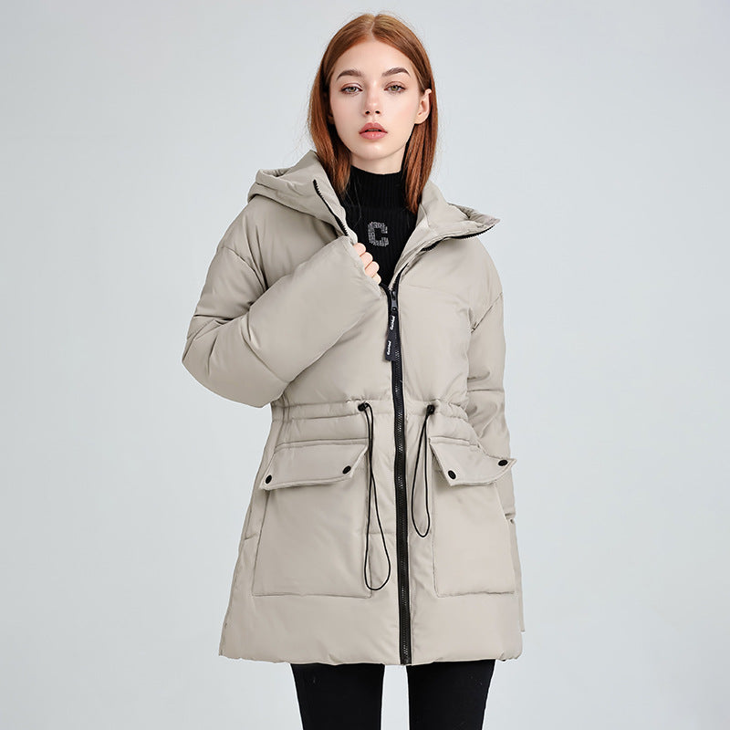 Parka termico da donna con cappuccio e coulisse in vita