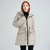 Parka termico da donna con cappuccio e coulisse in vita