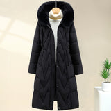 Parka lungo da donna con cappuccio removibile e coulisse