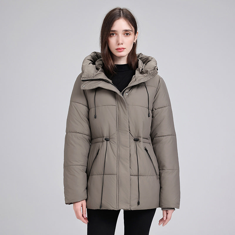 Parka imbottito da donna con cappuccio e vita regolabile
