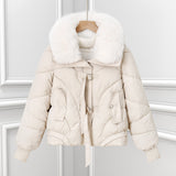 Giacca corta stile aviator con collo a scialle e coulisse