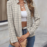 Giacca da donna in tweed con apertura frontale