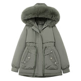 Cappotto corto da donna con cappuccio in pelliccia sintetica