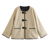 Giacca corta teddy da donna con alamari
