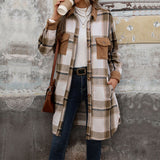 Giacca camicia lunga da donna a quadri