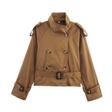 Giacca trench da donna doppiopetto con cintura
