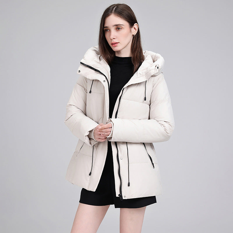 Parka imbottito da donna con cappuccio e vita regolabile