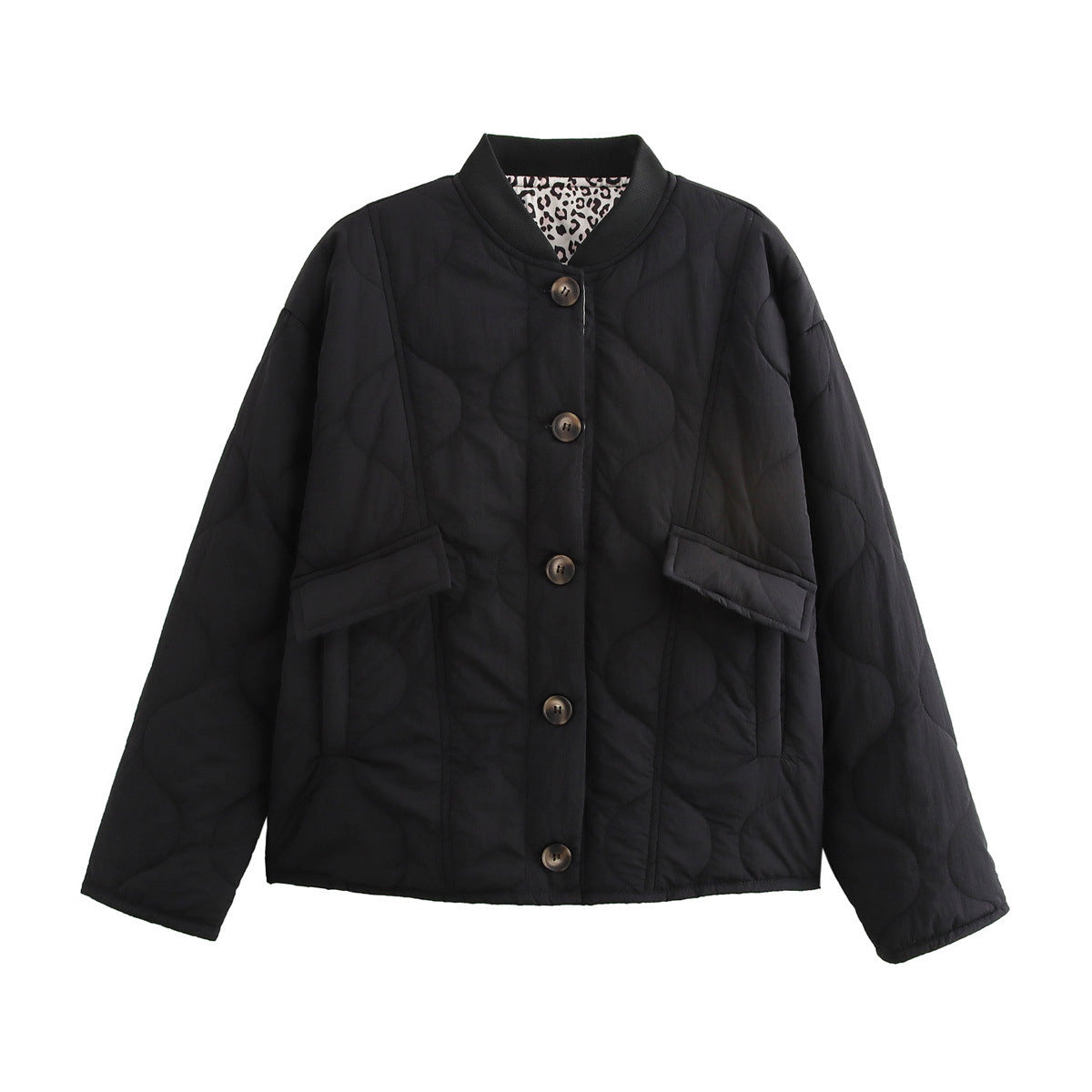 Giacca cardigan trapuntata con scollo rotondo e bottoni