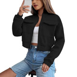 Giacca casual corta da donna con tasche e zip