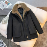 Parka invernale da donna con collo in pelliccia sintetica removibile