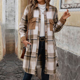 Giacca camicia lunga da donna a quadri