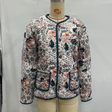 Giacca camicia trapuntata da donna con scollo rotondo