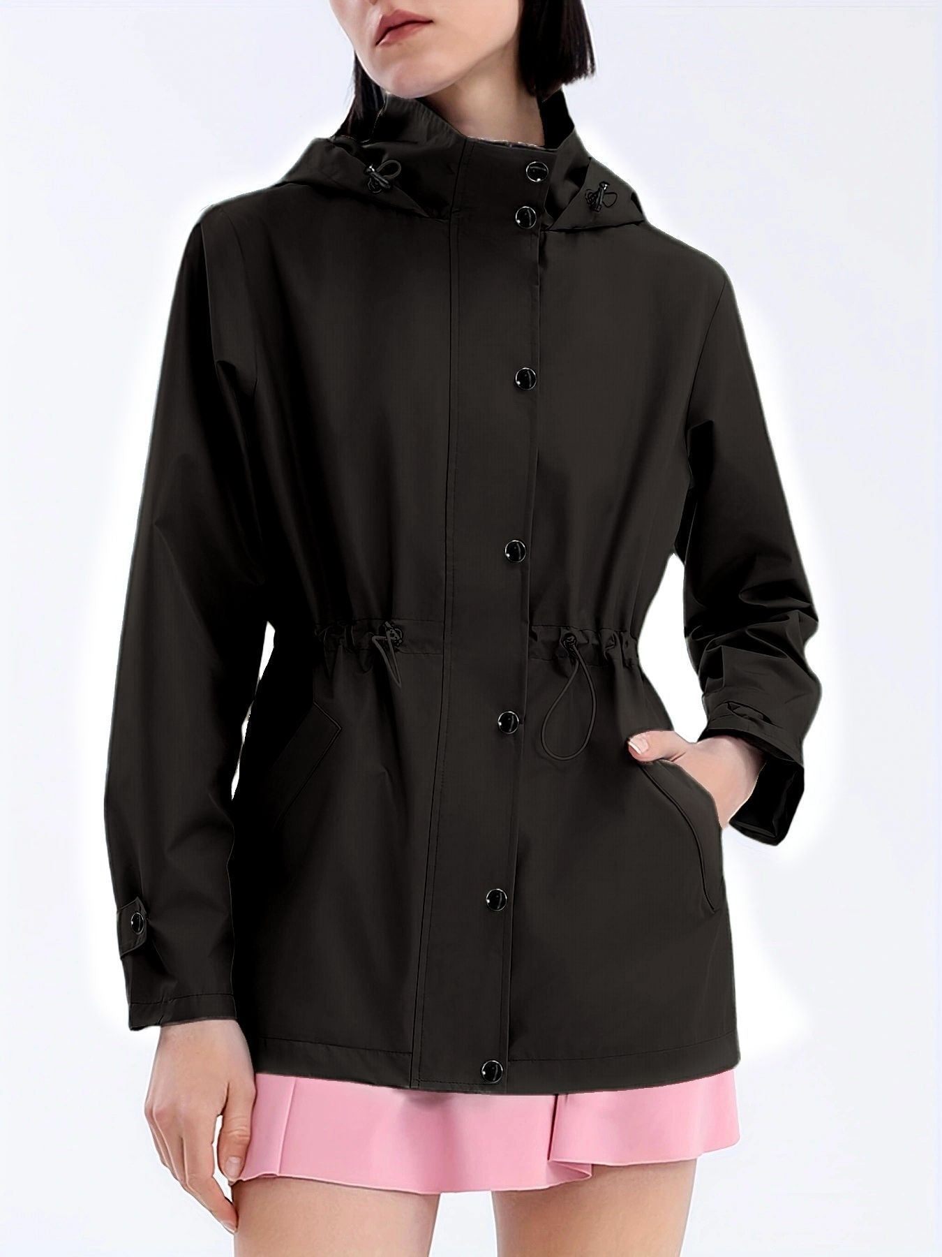 Giacca casual idrorepellente da donna con cappuccio regolabile