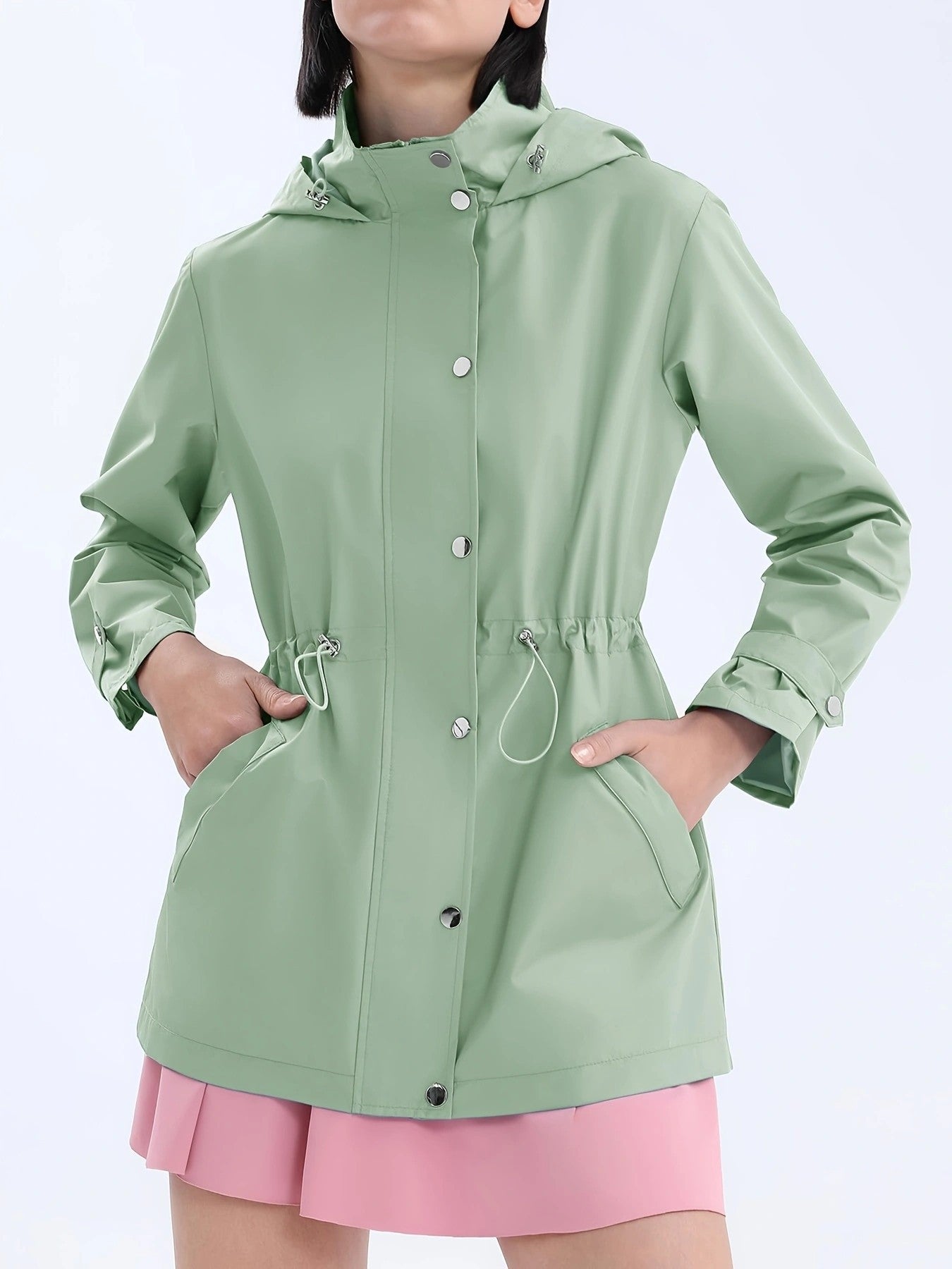 Giacca casual idrorepellente da donna con cappuccio regolabile