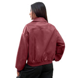 Bomber da donna con colletto classico e zip integrale