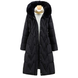 Parka lungo da donna con cappuccio removibile e coulisse
